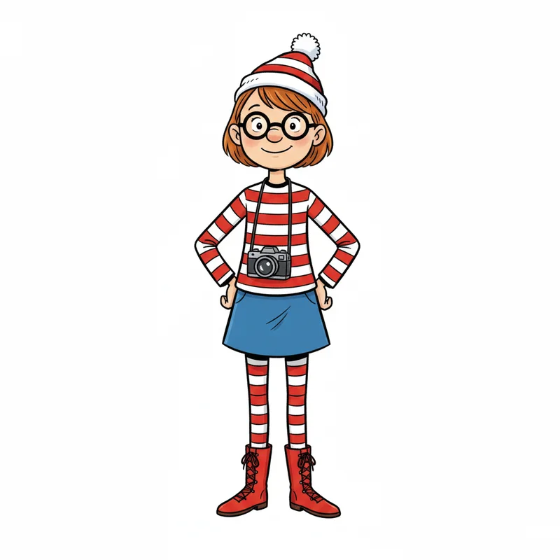 Wenda Appearance and Style Guide - Where's Waldo Lady Outfit Details